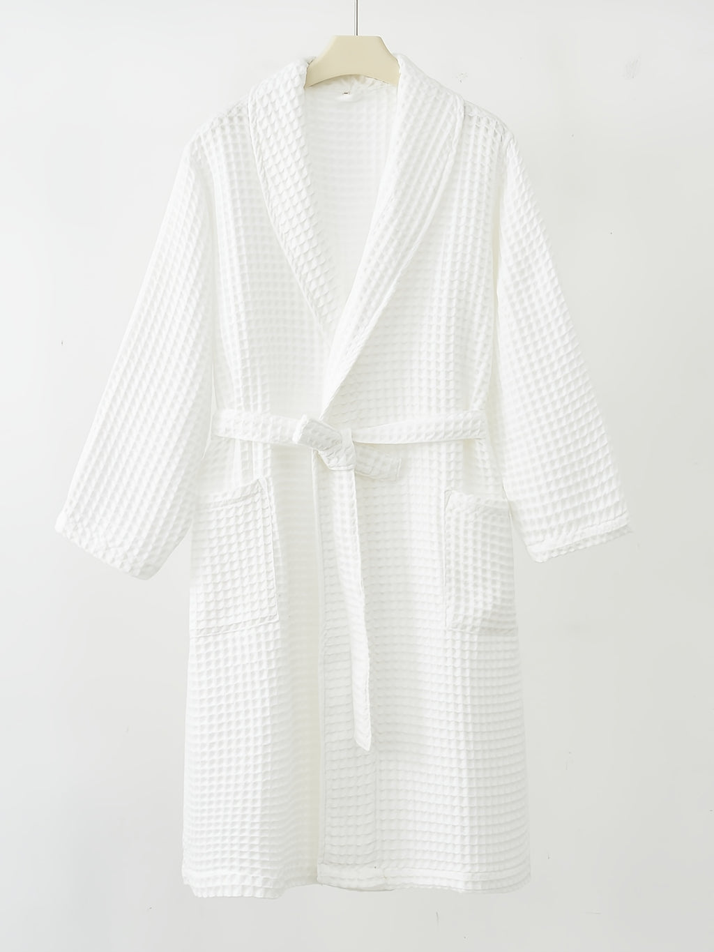 Unisex long waffle bathrobe