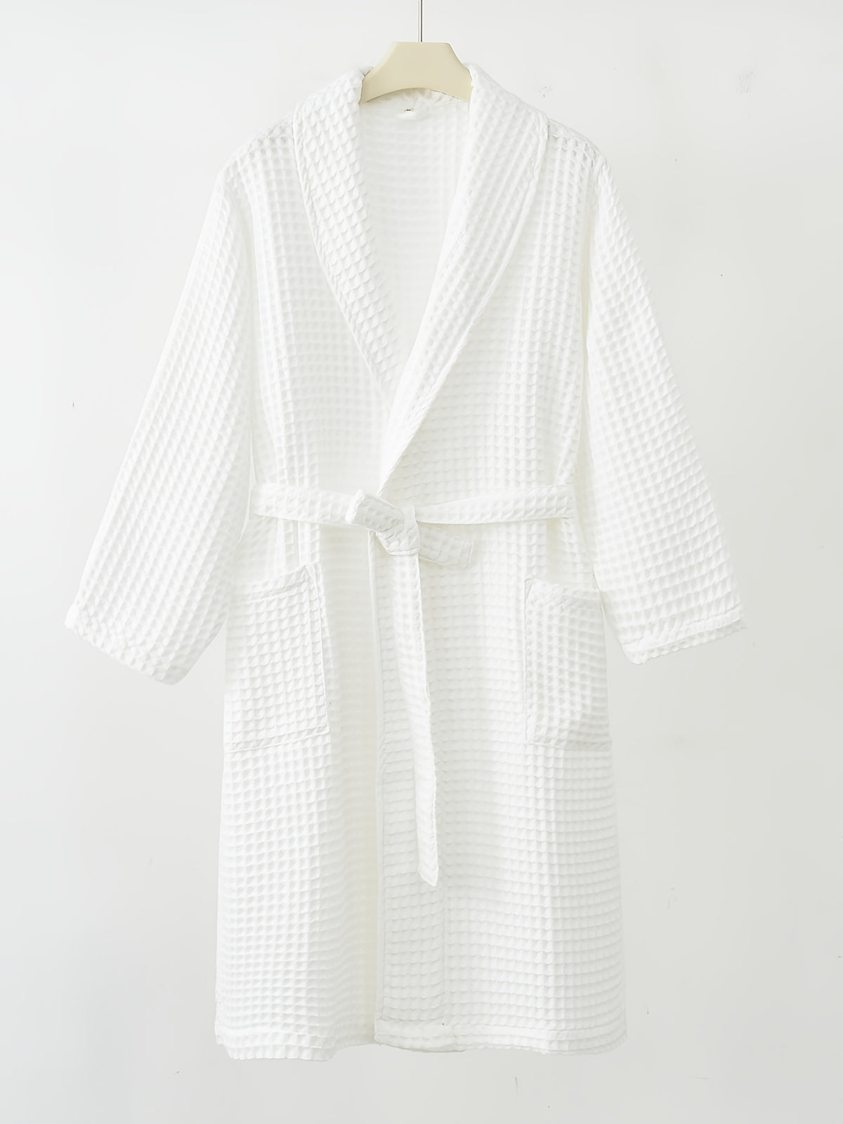 Unisex long waffle bathrobe