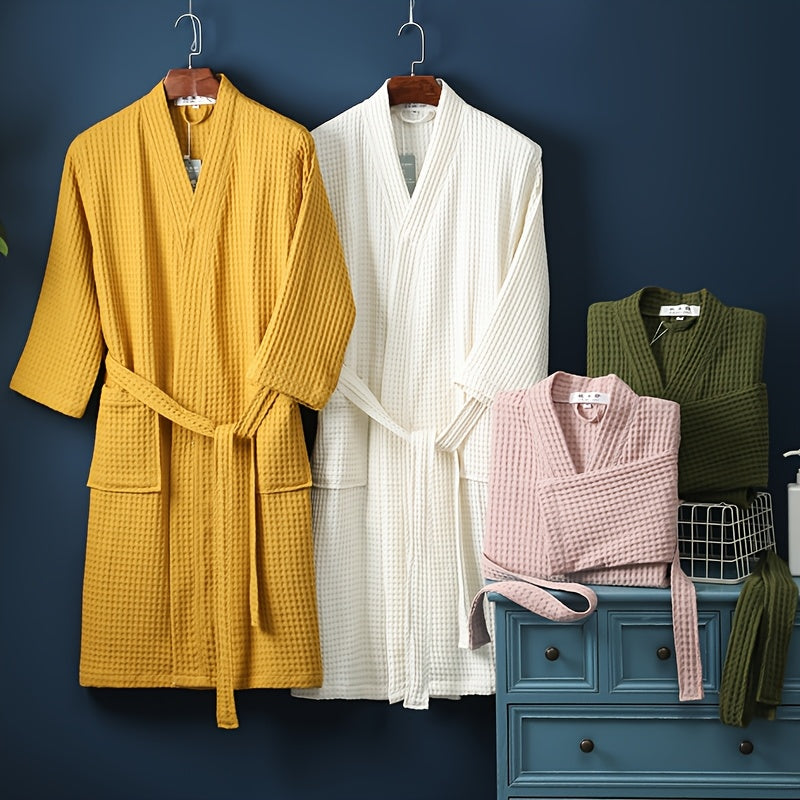Unisex waffle dressing gown