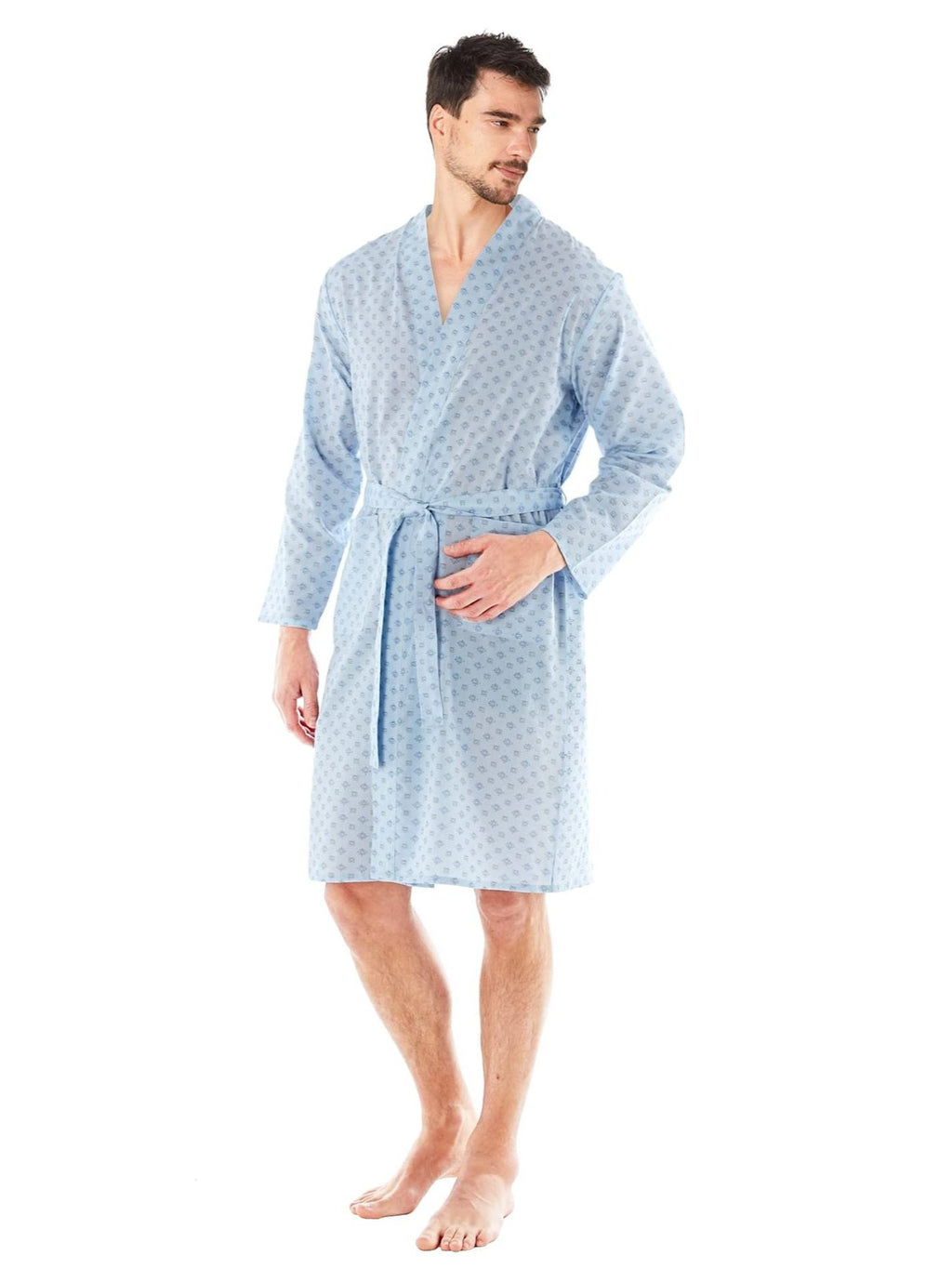 Men's long cotton bathrobe