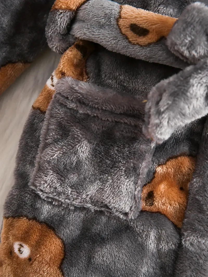 Baby grey bear fleece bathrobe