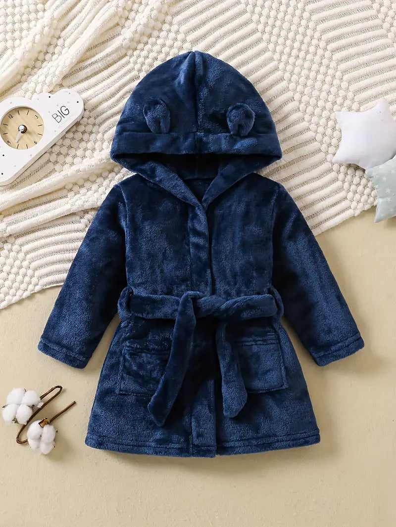 Peignoir de Bain Enfant avec Oreilles pour Bébé — coloris bleu