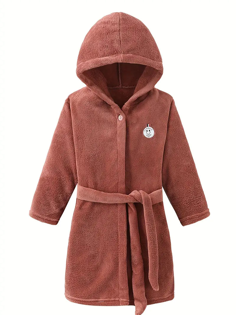 Peignoir de Bain Enfant Chaud Couleur Unie — coloris rouge