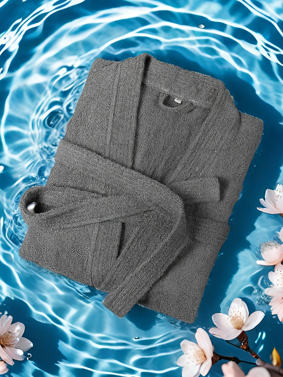 Women's long towelling bathrobe