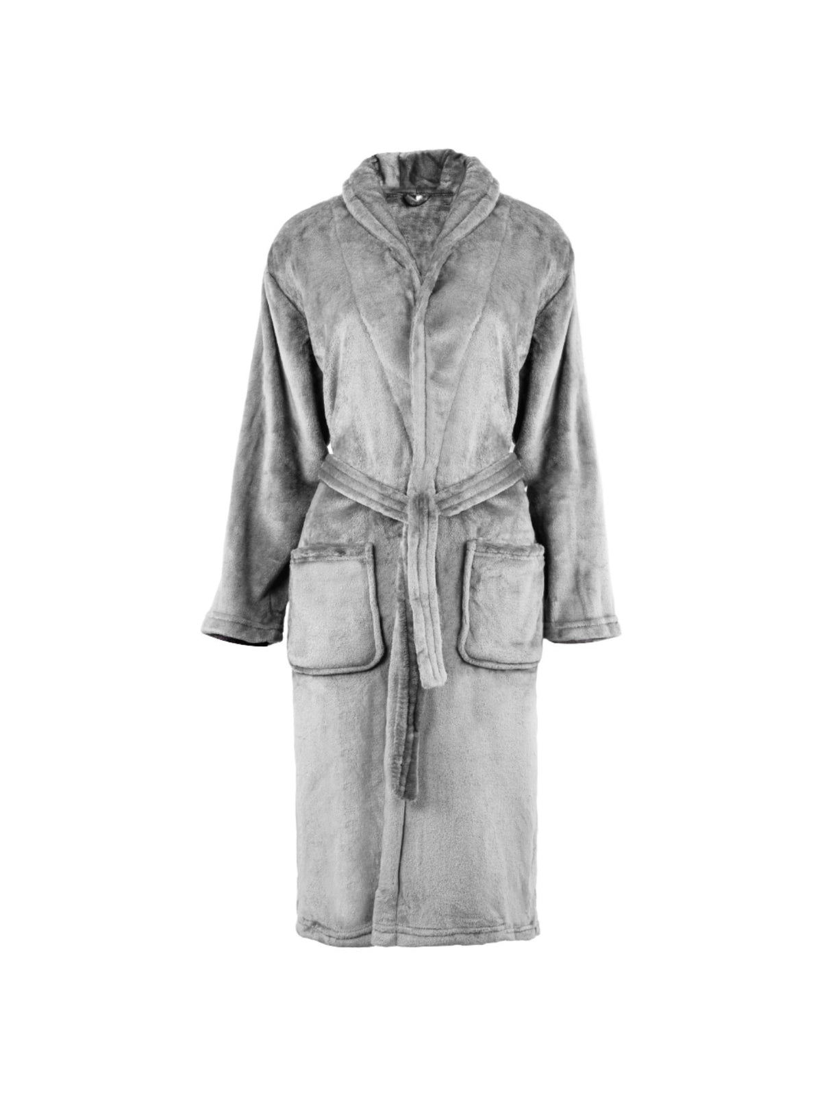 Unisex grey long towelling bathrobe