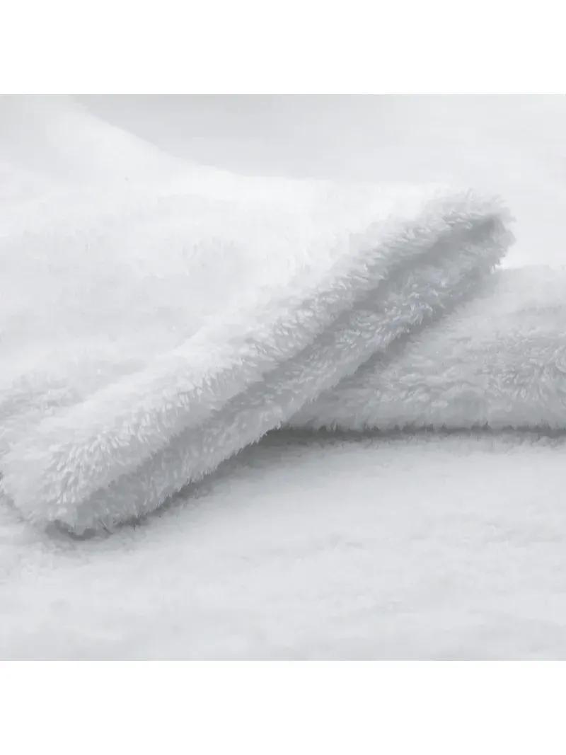Unisex white hooded terry towelling bathrobe