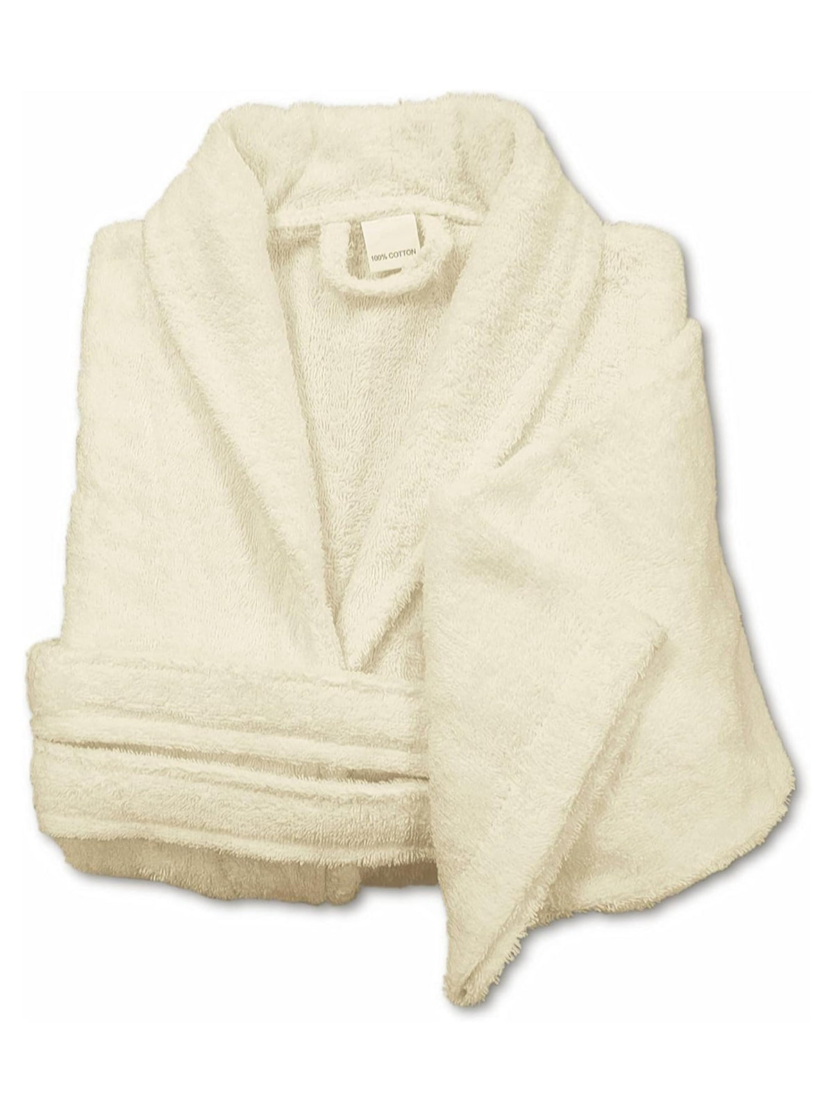 Unisex long terry towelling bathrobe with a shawl collar