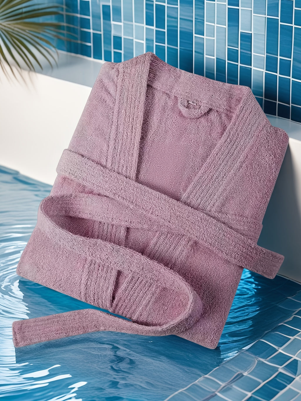 Women's long towelling bathrobe