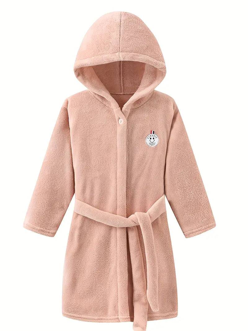 Peignoir de Bain Enfant Chaud Couleur Unie — coloris rose