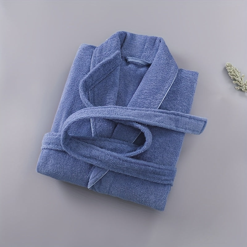 Unisex pink long towelling bathrobe
