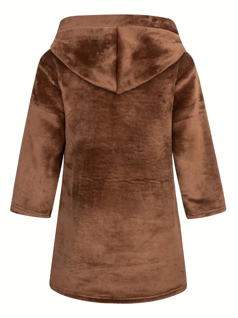 Kids' soft hooded fleece bathrobe