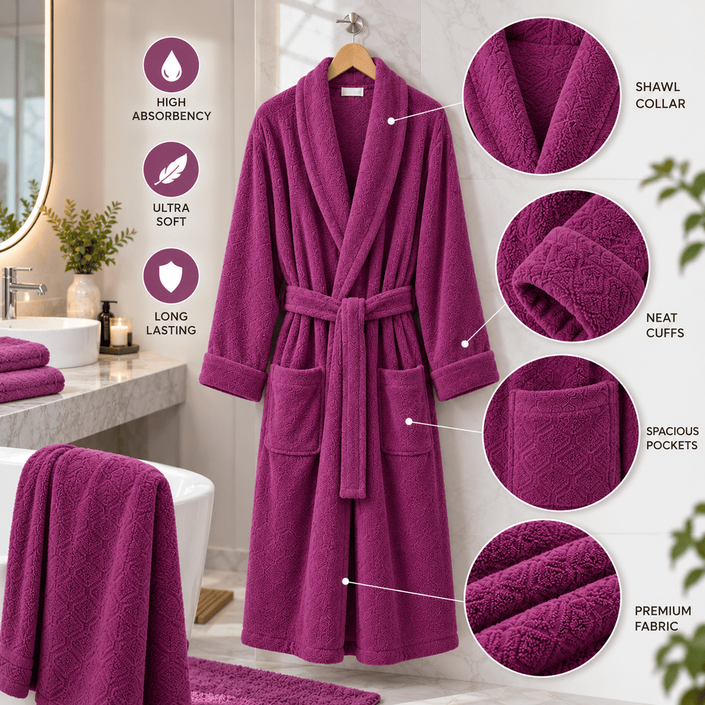 Unisex terry towelling bathrobe with a shawl collar