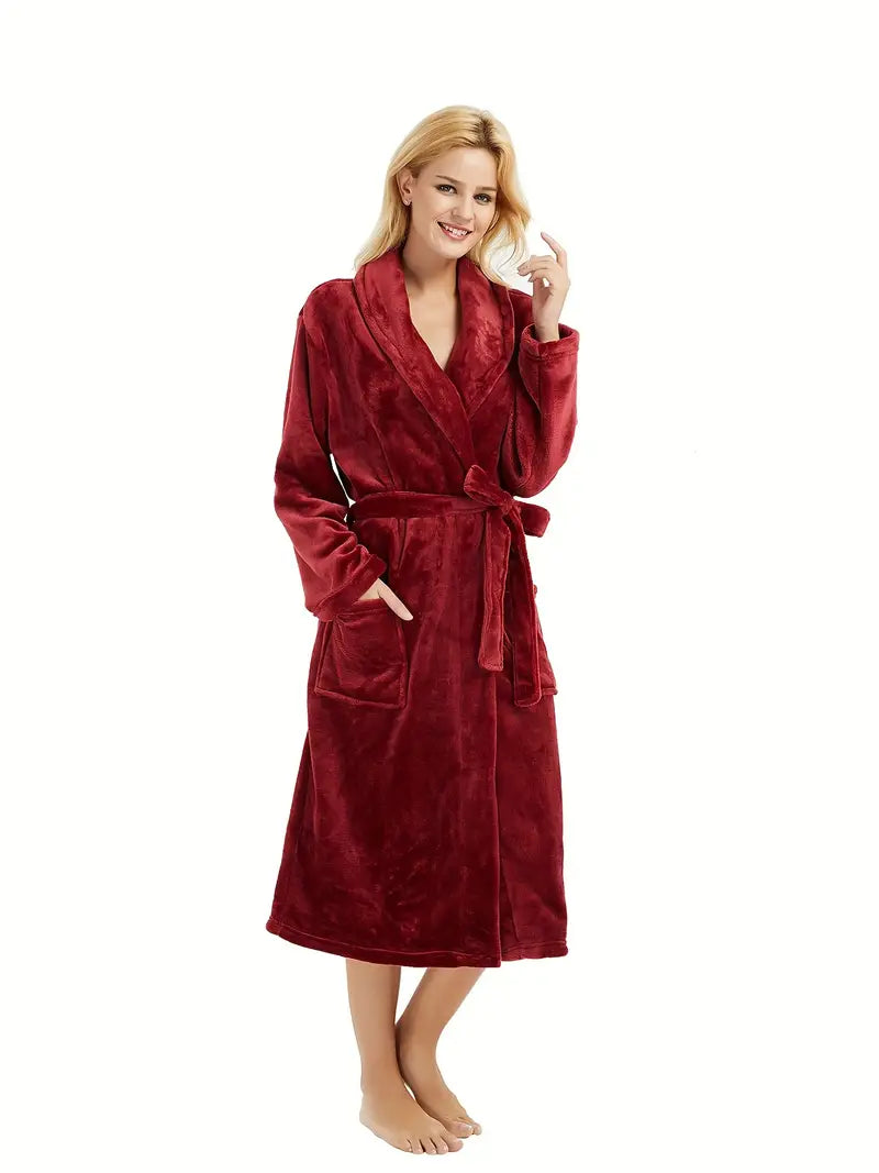 Peignoir Éponge Long et Simple — coloris rouge