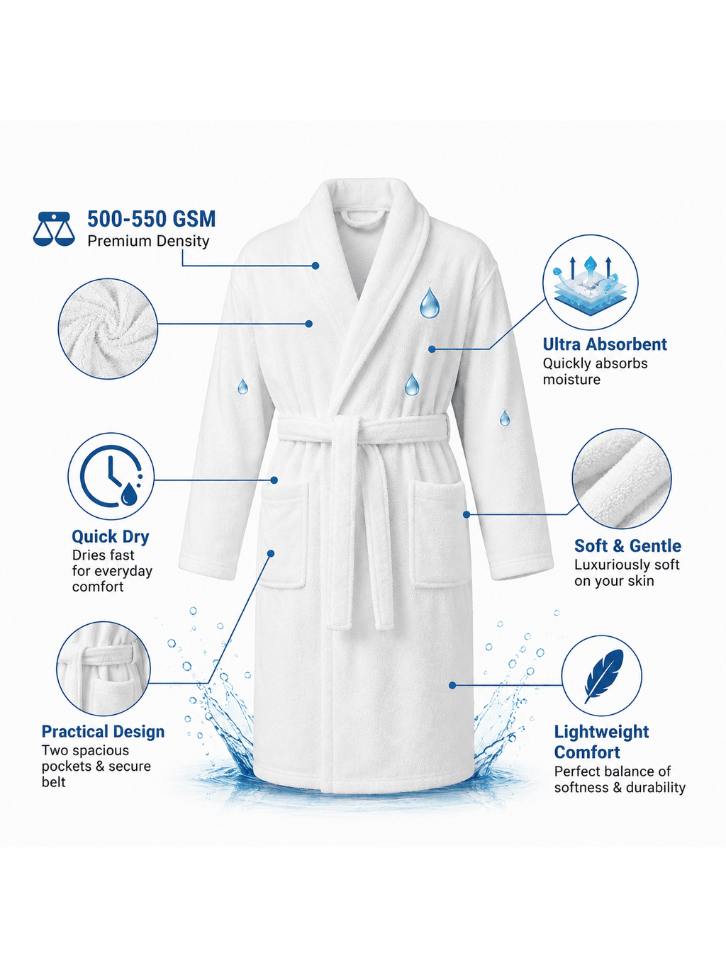 Unisex terry towelling bathrobe