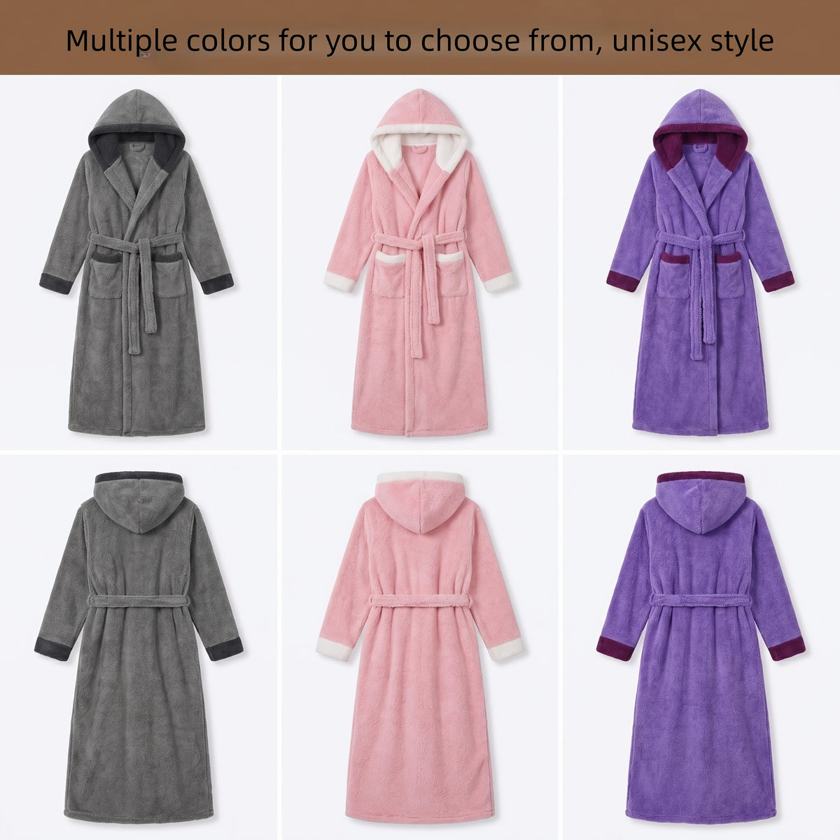 Unisex hooded bathrobe