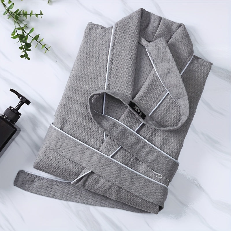 Unisex waffle bathrobe