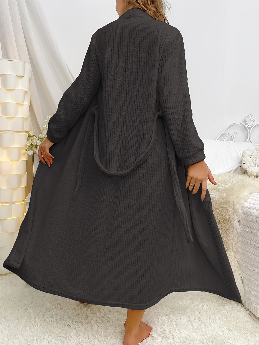 Women's long fleece dressing gown