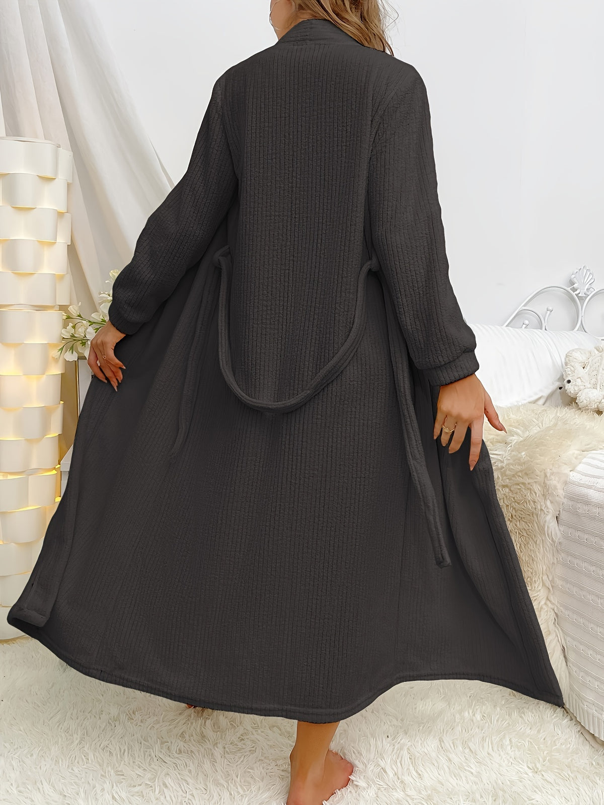 Women's long fleece dressing gown