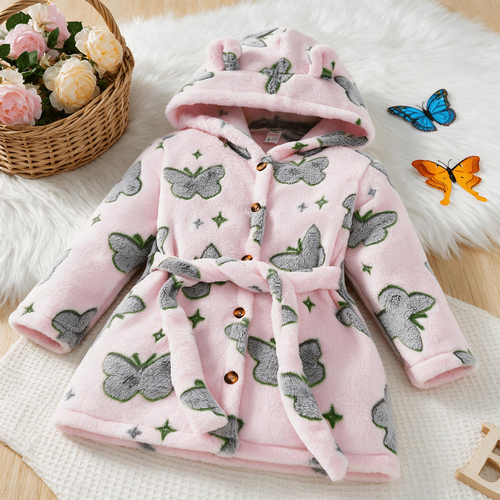 Girls' pink flannel bathrobe
