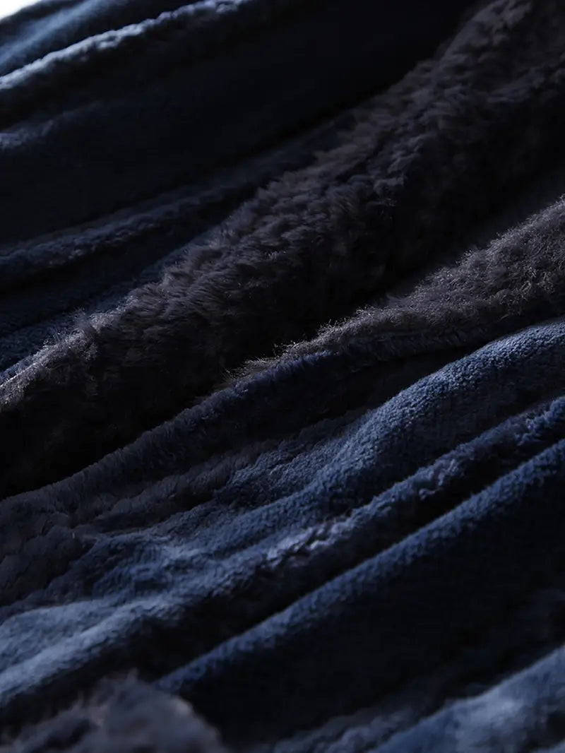 Long hooded fleece bathrobe