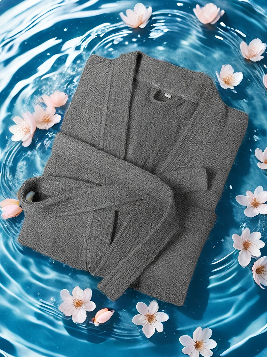 Women's long towelling bathrobe