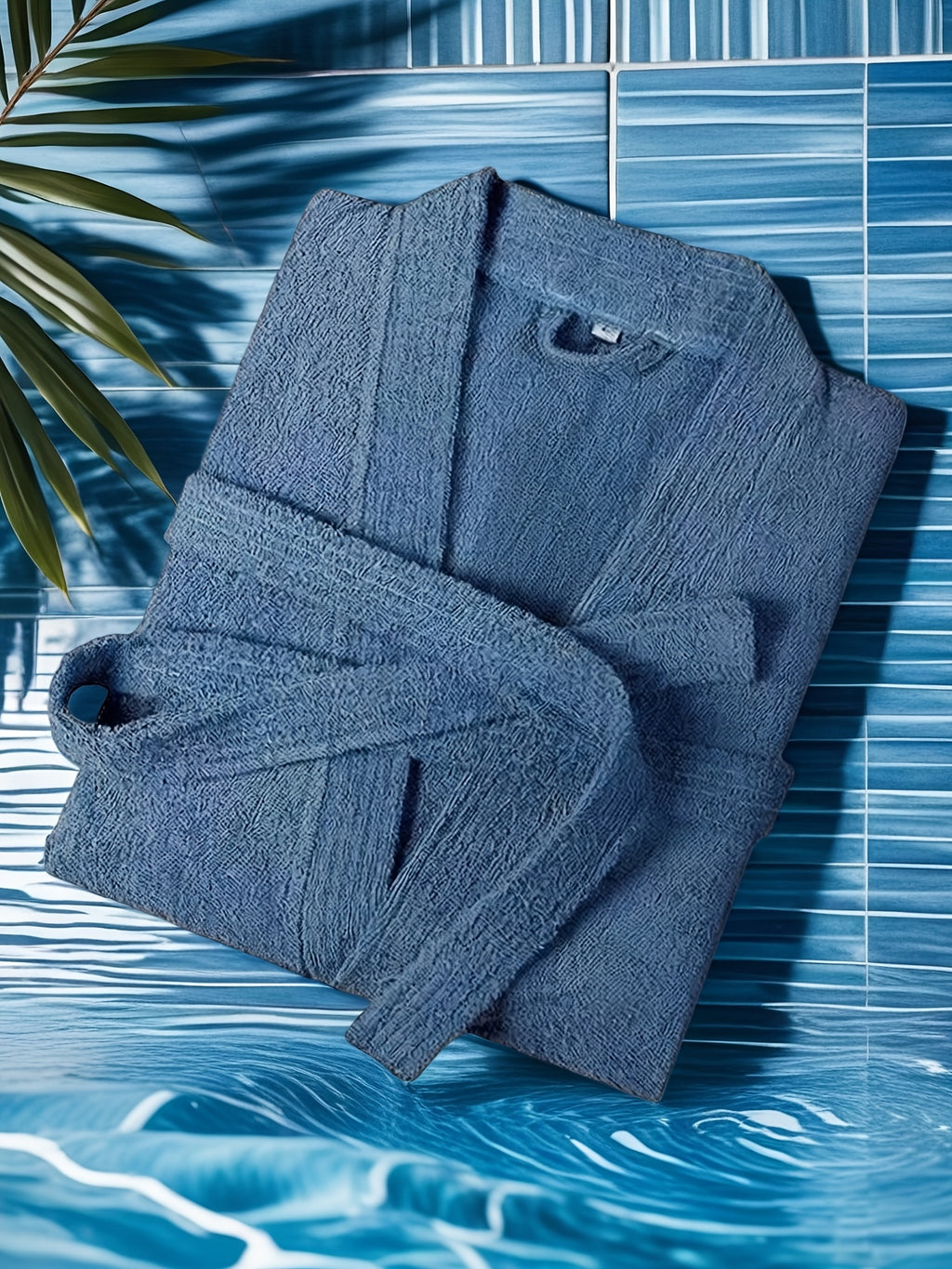Women's long towelling bathrobe