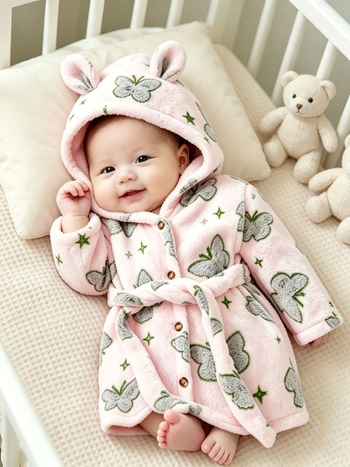 Girls' pink flannel bathrobe