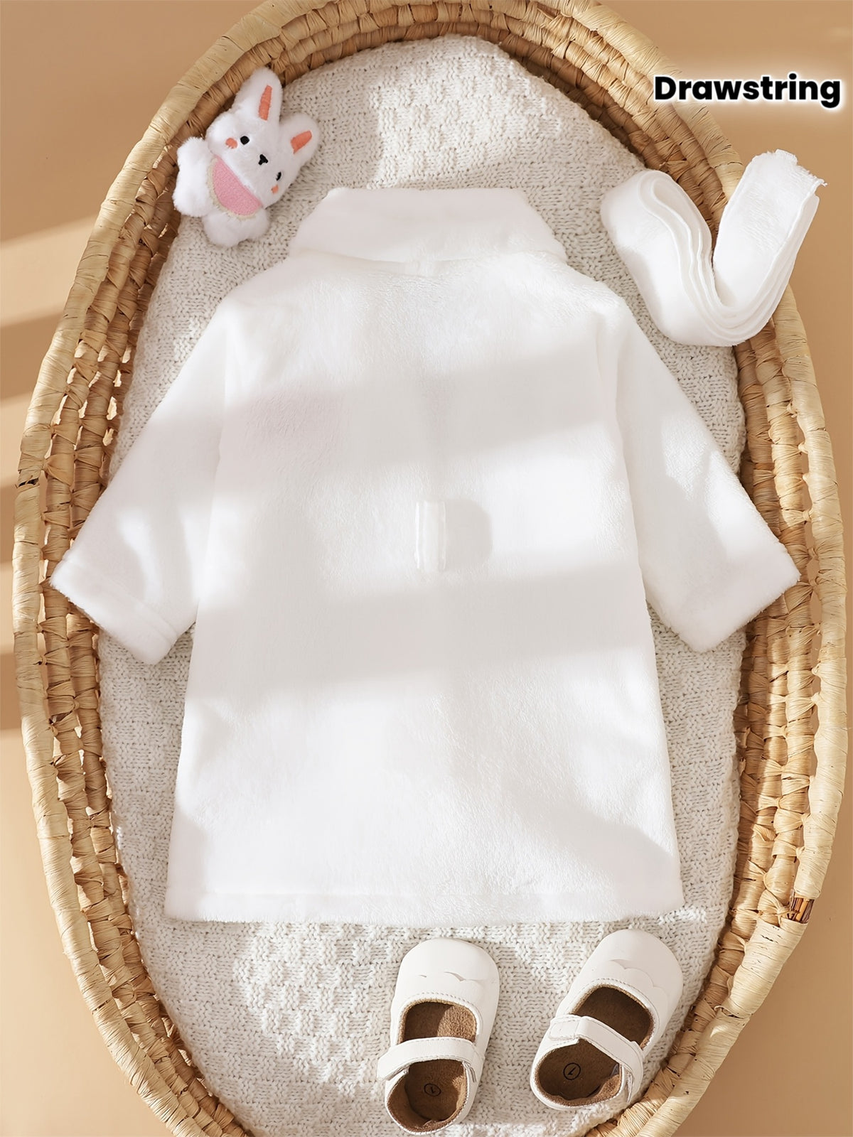 Baby white fluffy fleece bathrobe