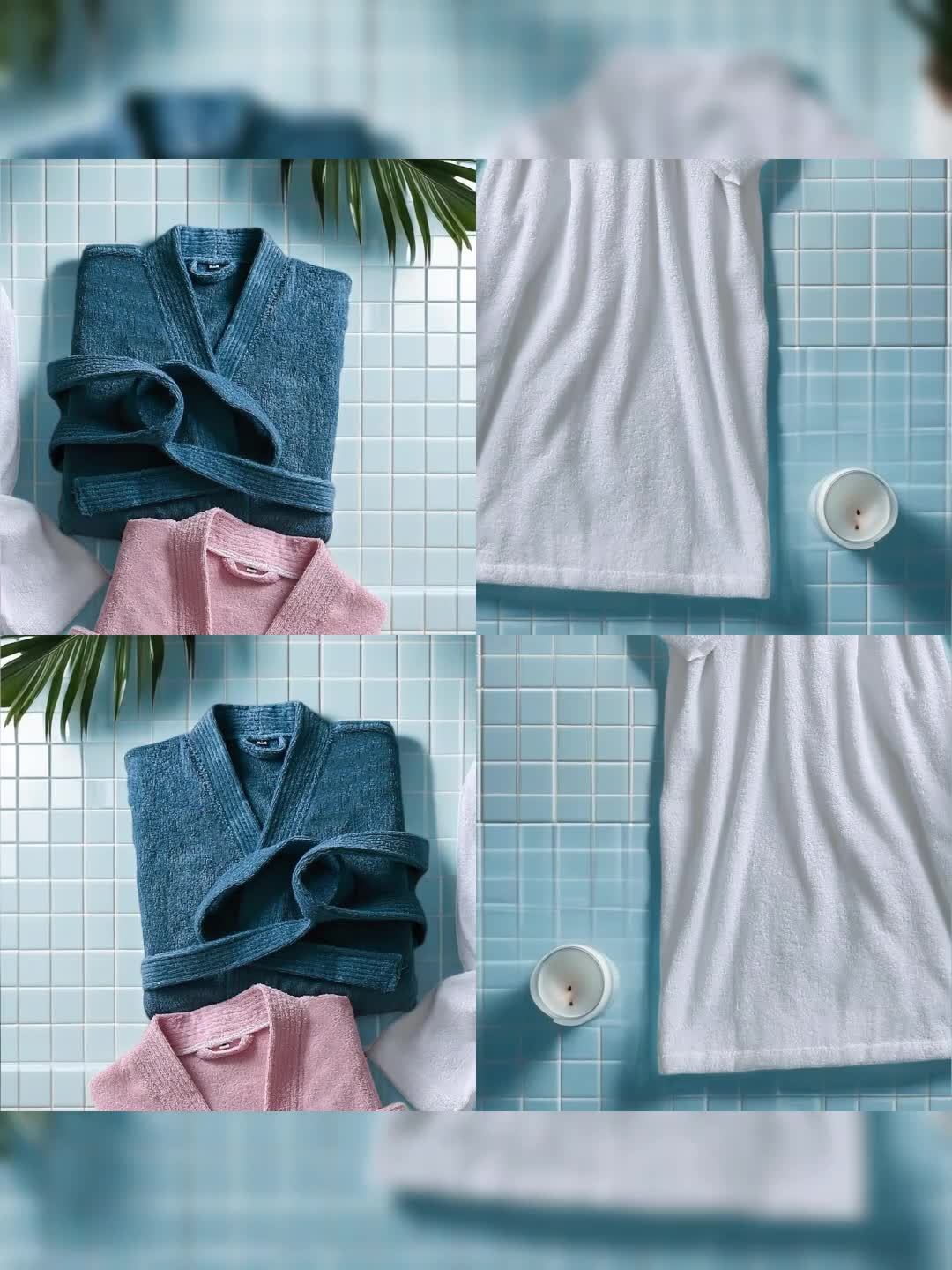 Women's long towelling bathrobe