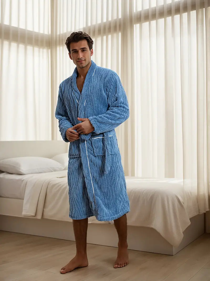 Men's thick soft towelling bathrobe