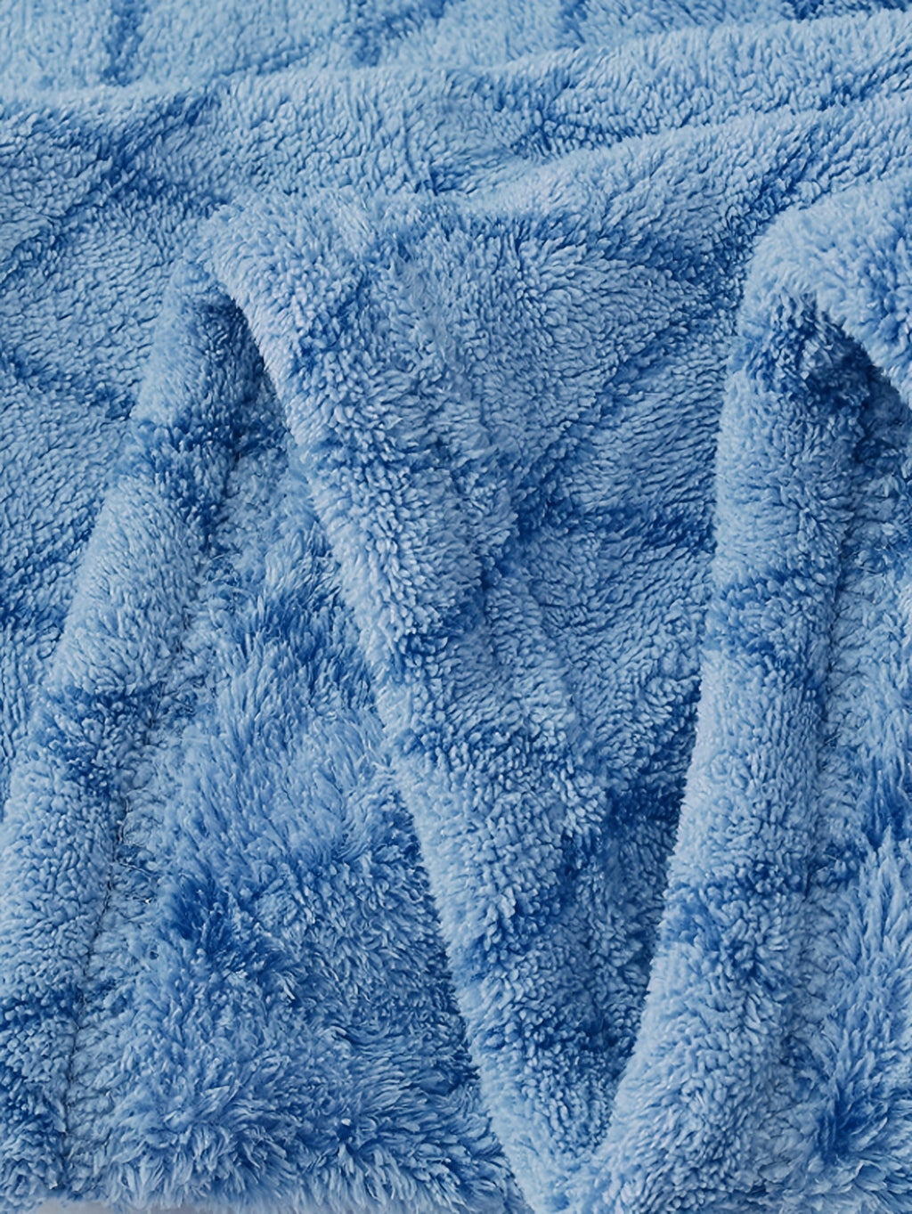 Men's blue textured hooded fleece dressing gown