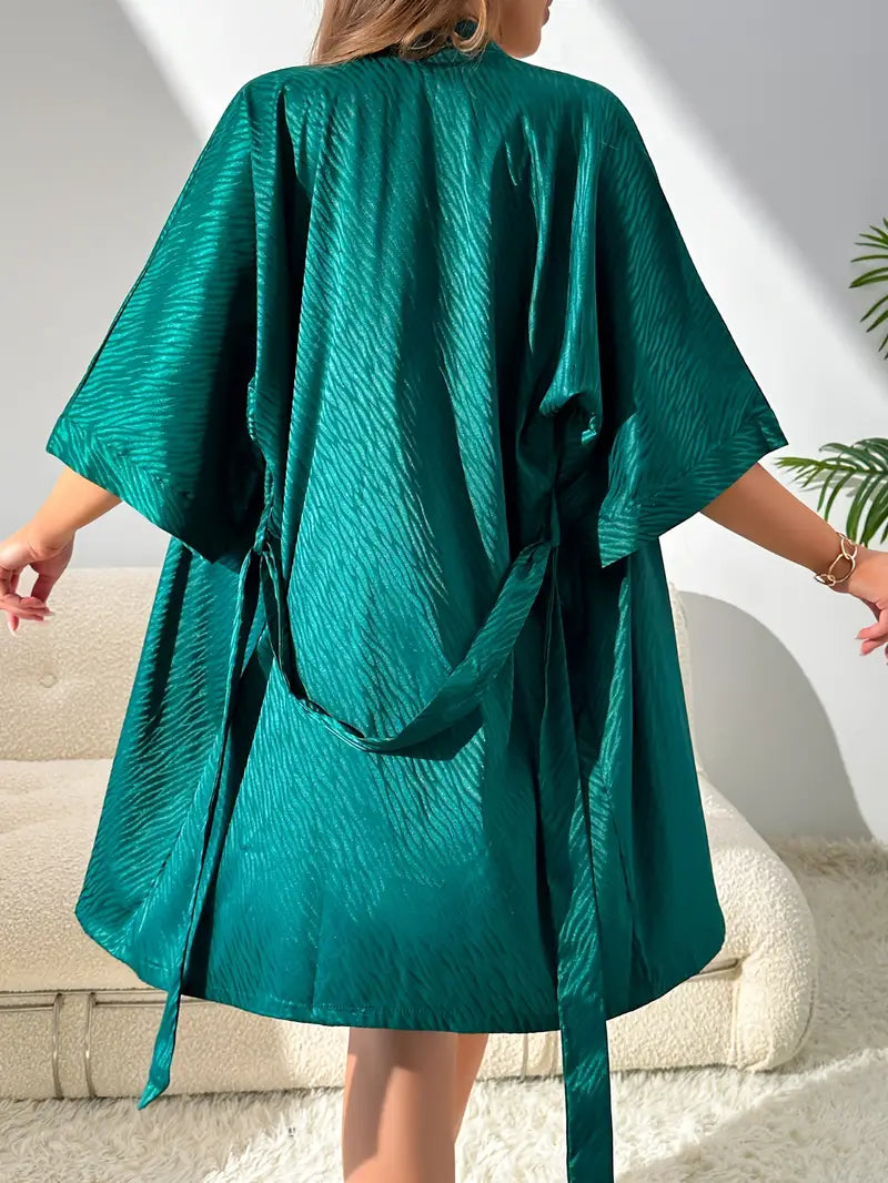 Peignoir Doux en Satin Vert — photo 2