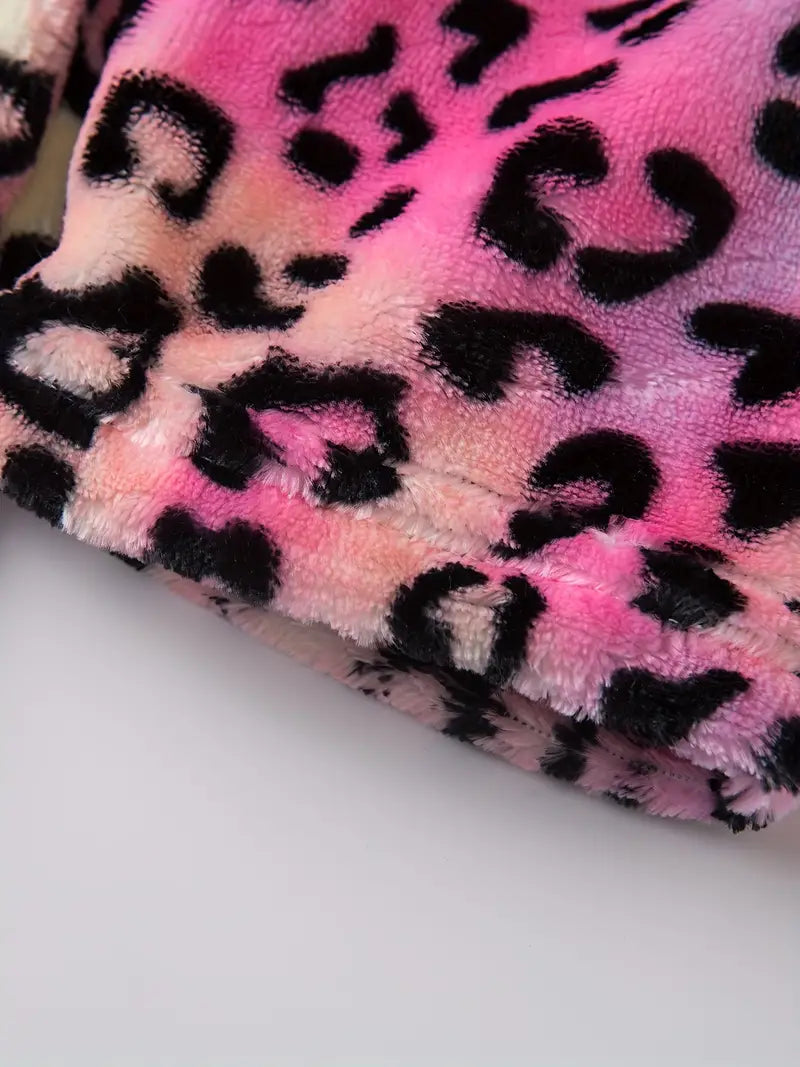 Girls' pink fleece bathrobe