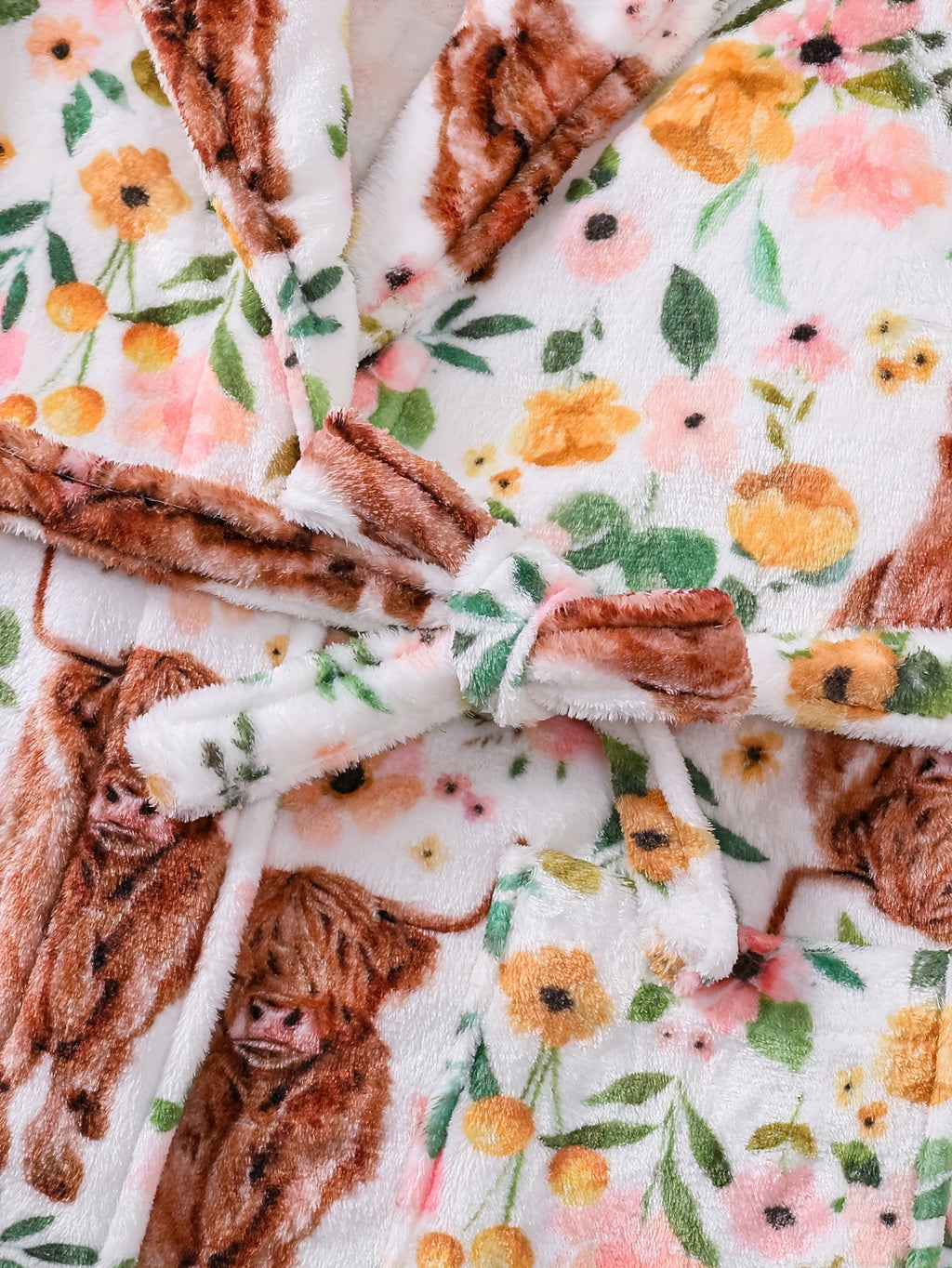 Women's Highland cow print flannel dressing gown