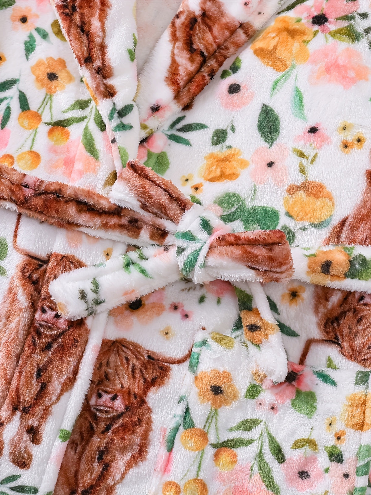 Women's Highland cow print flannel dressing gown