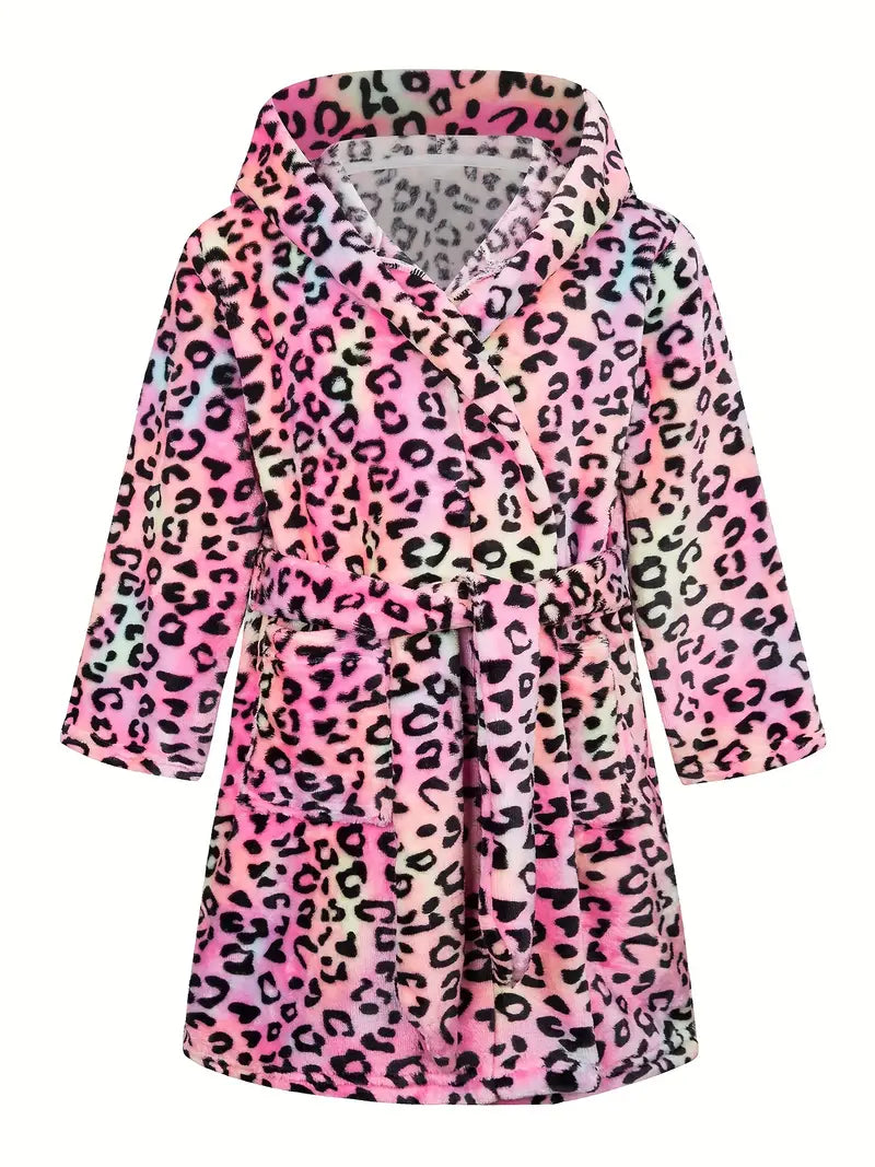 Girls' pink fleece bathrobe — Pink