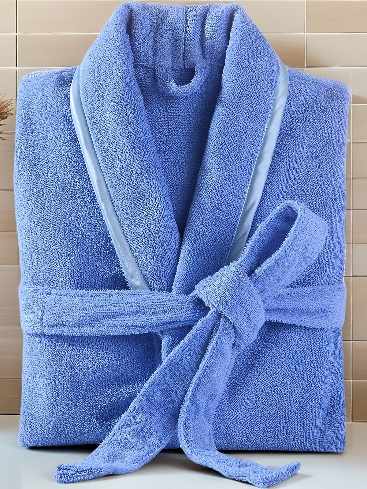 Unisex blue bathrobe
