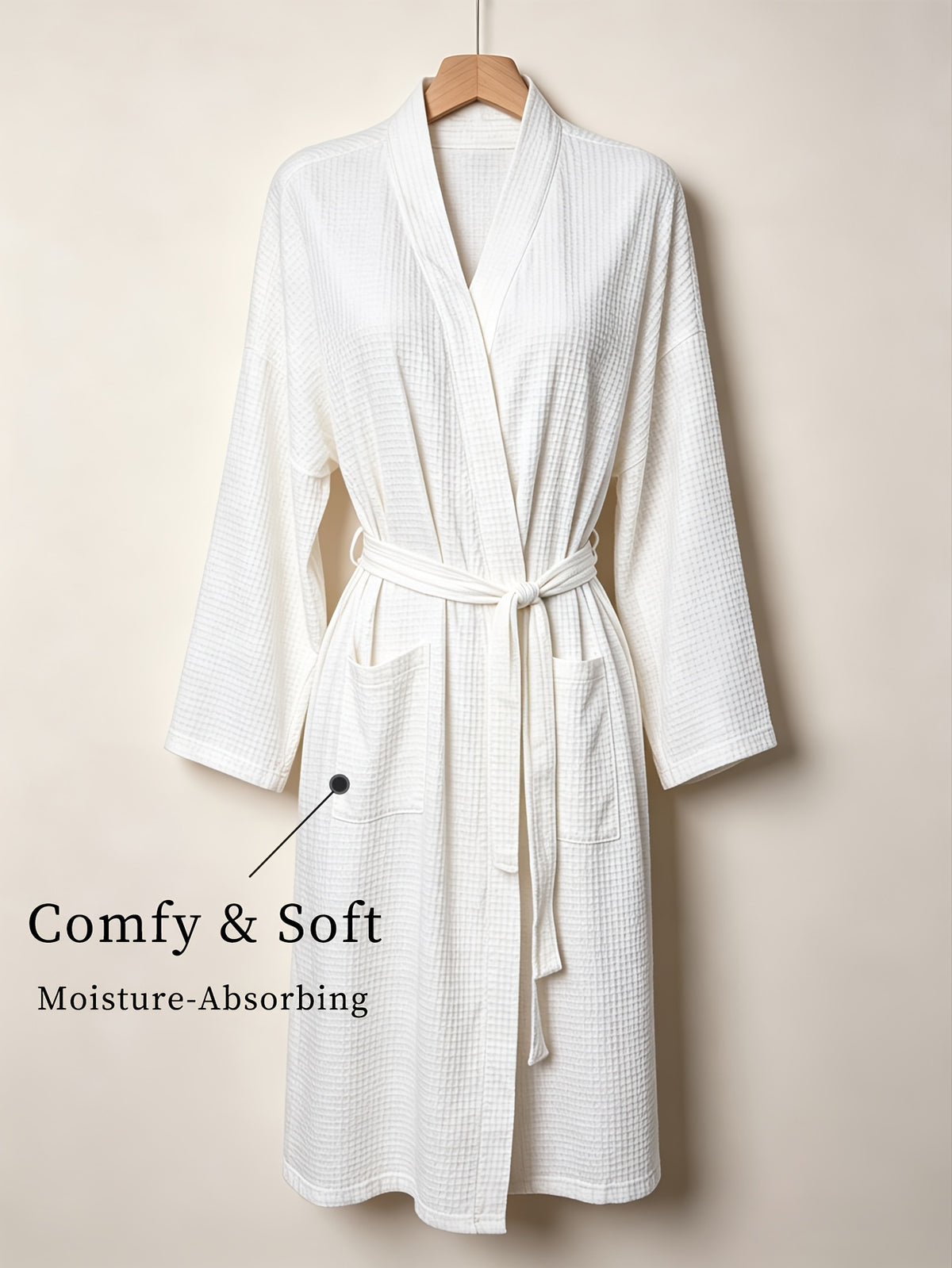 Women's white long bathrobe