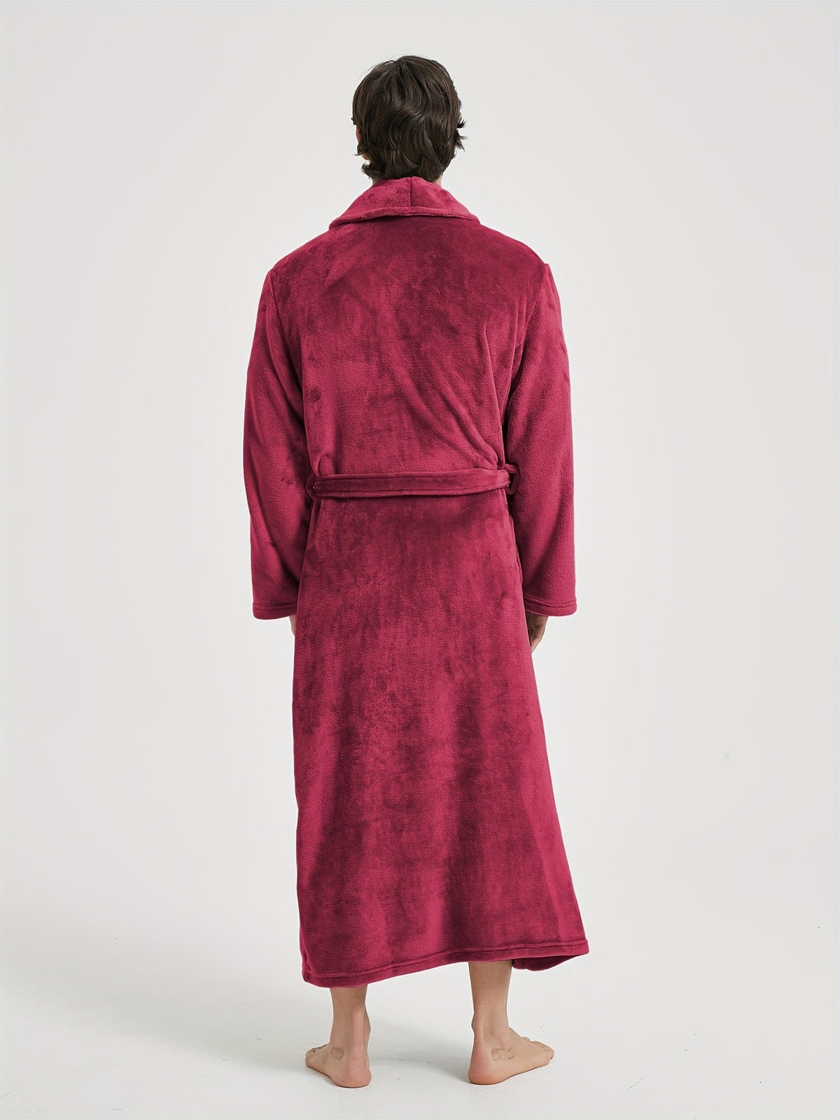 Men's long shawl collar towelling bathrobe