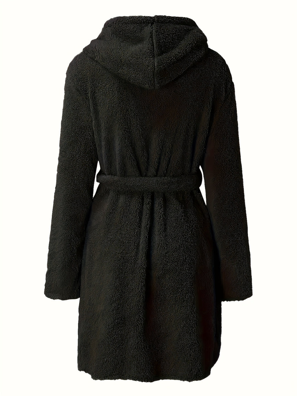 Women's hooded fleece bathrobe with pockets