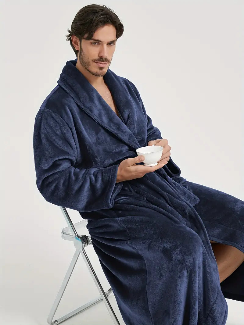 Men's thick fleece bathrobe