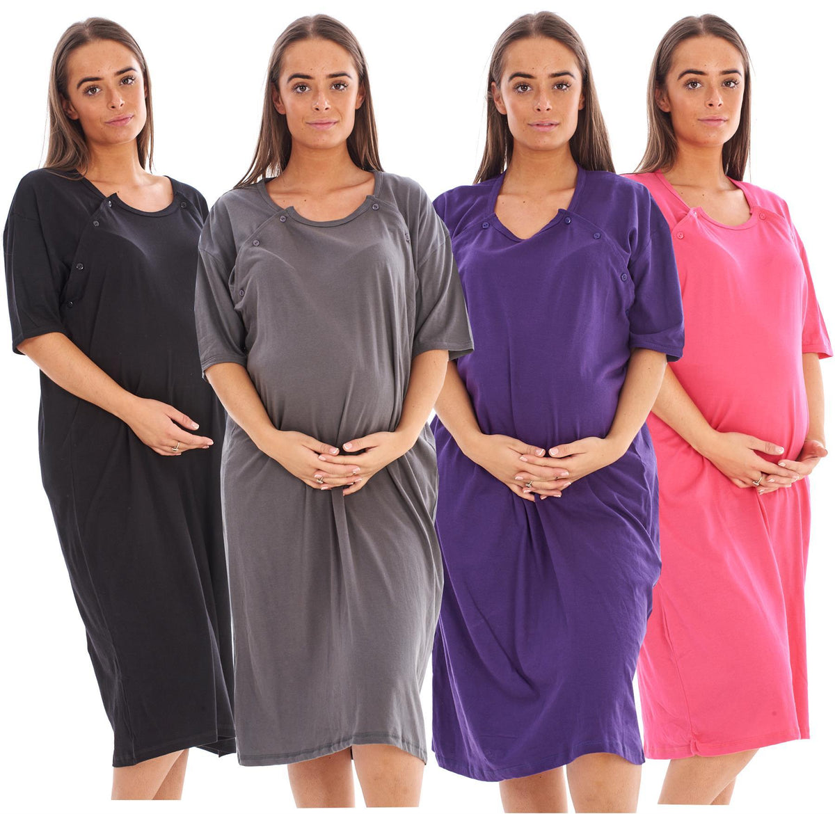 Women's plain cotton maternity nightdress