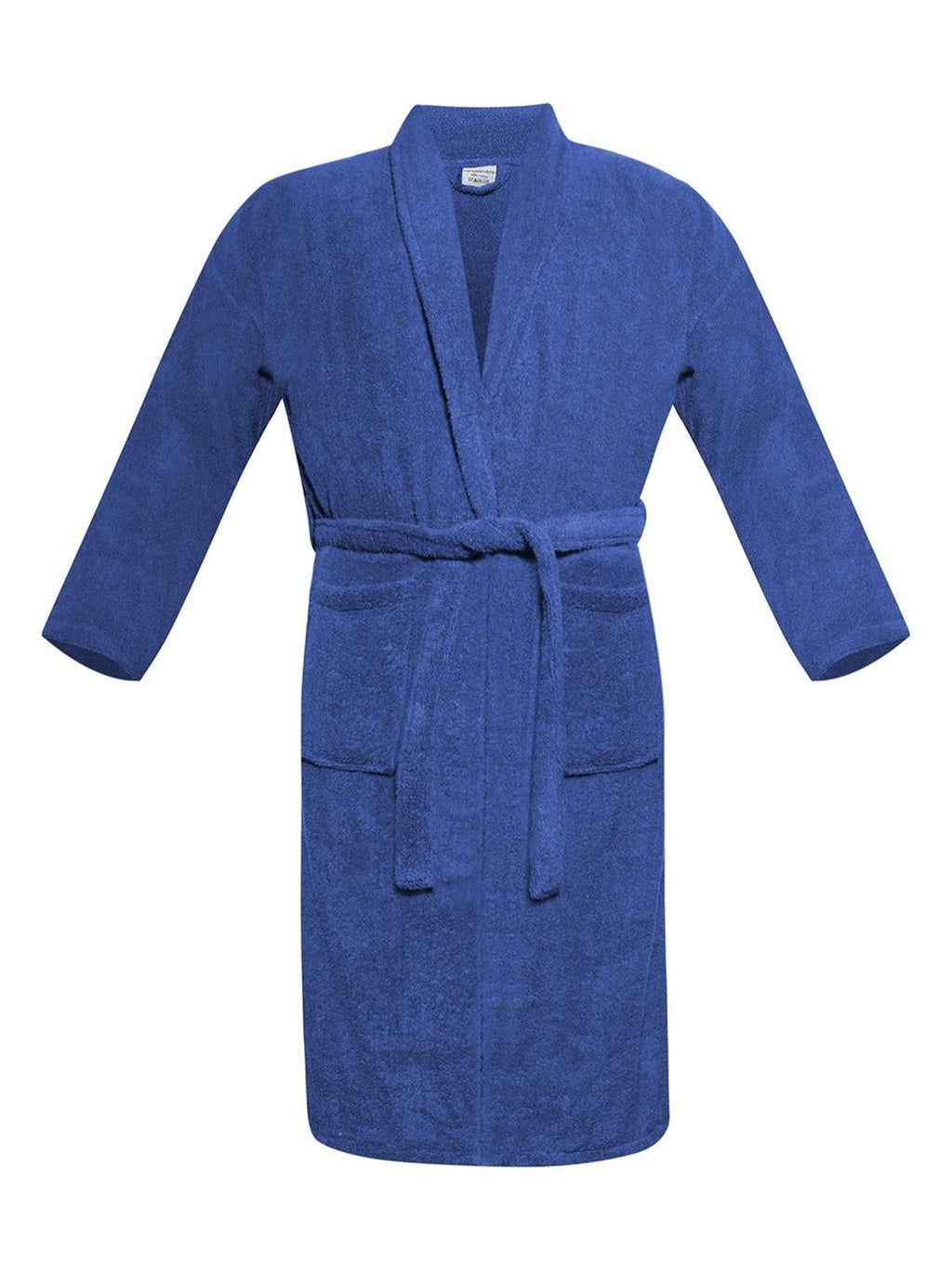 Unisex long terry towelling bathrobe with a shawl collar
