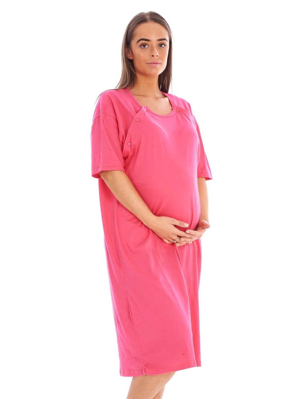 Women's plain cotton maternity nightdress