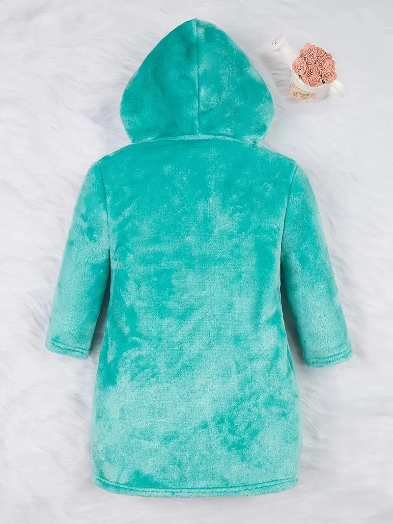 Kids' turquoise towelling bathrobe