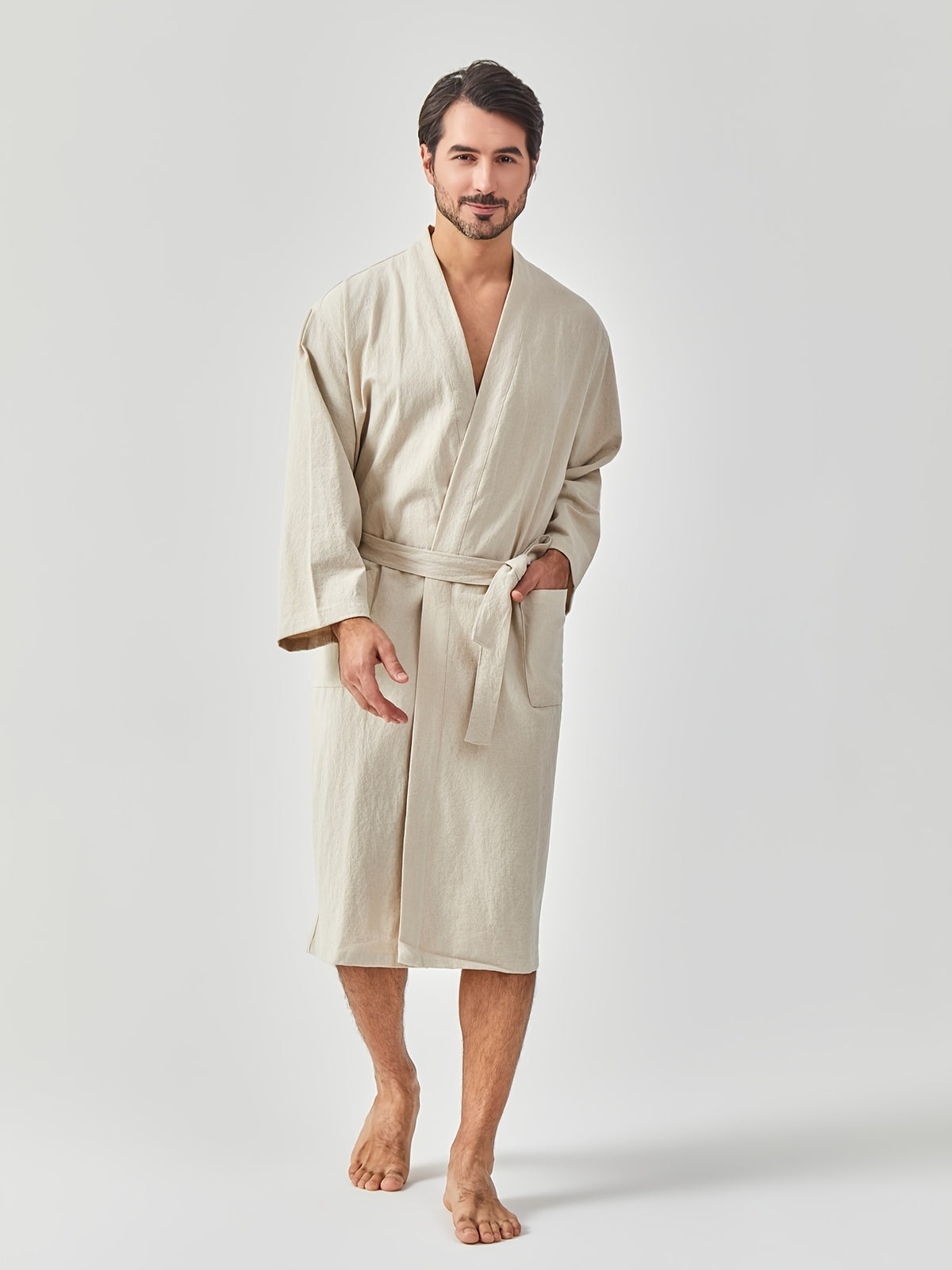 Women's linen bathrobe