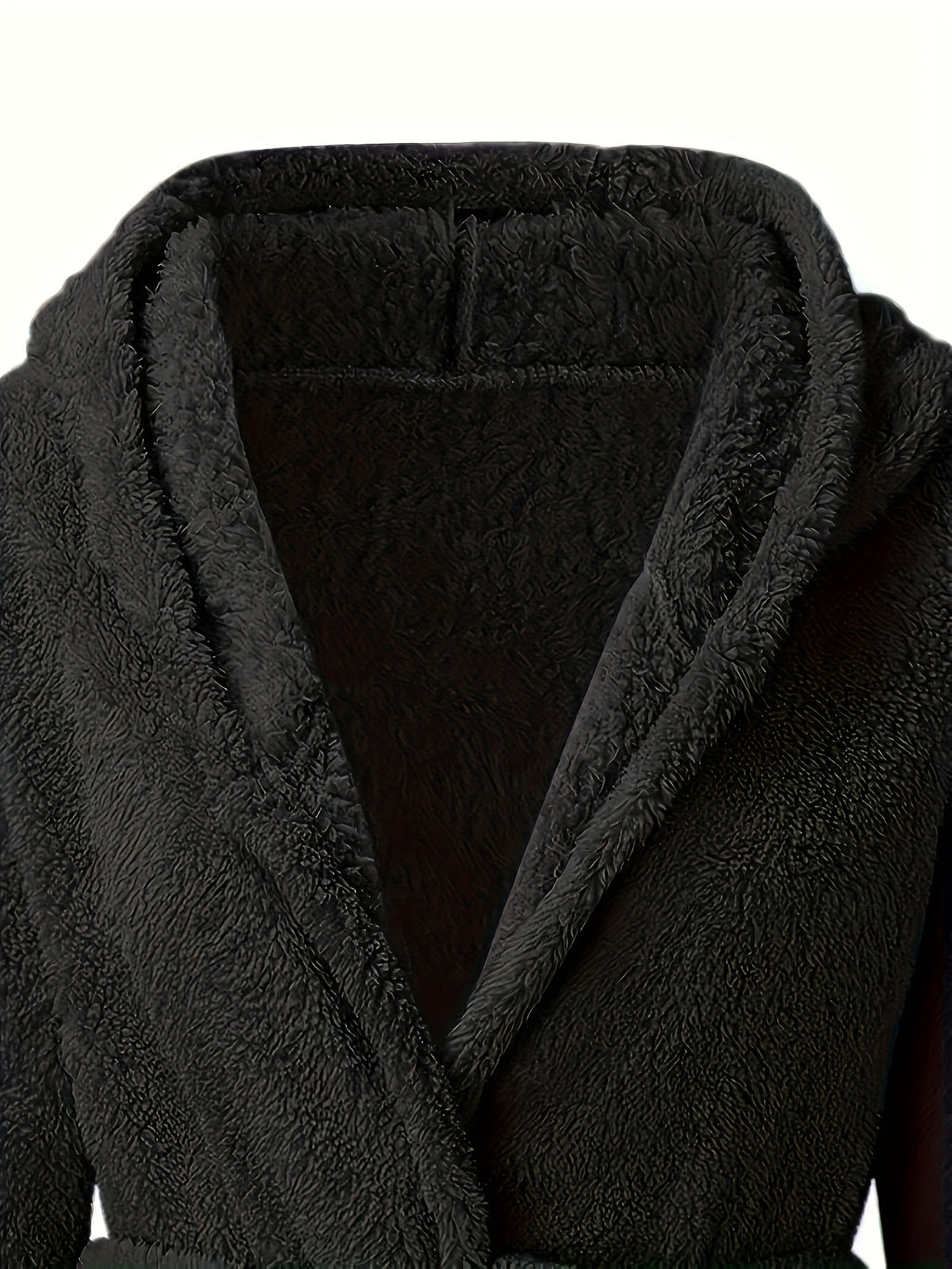 Women's hooded fleece bathrobe with pockets
