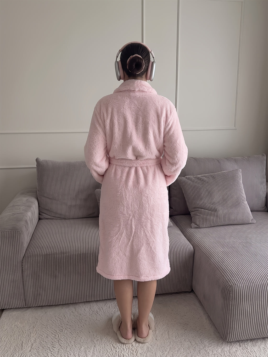 Unisex fluffy fleece dressing gown