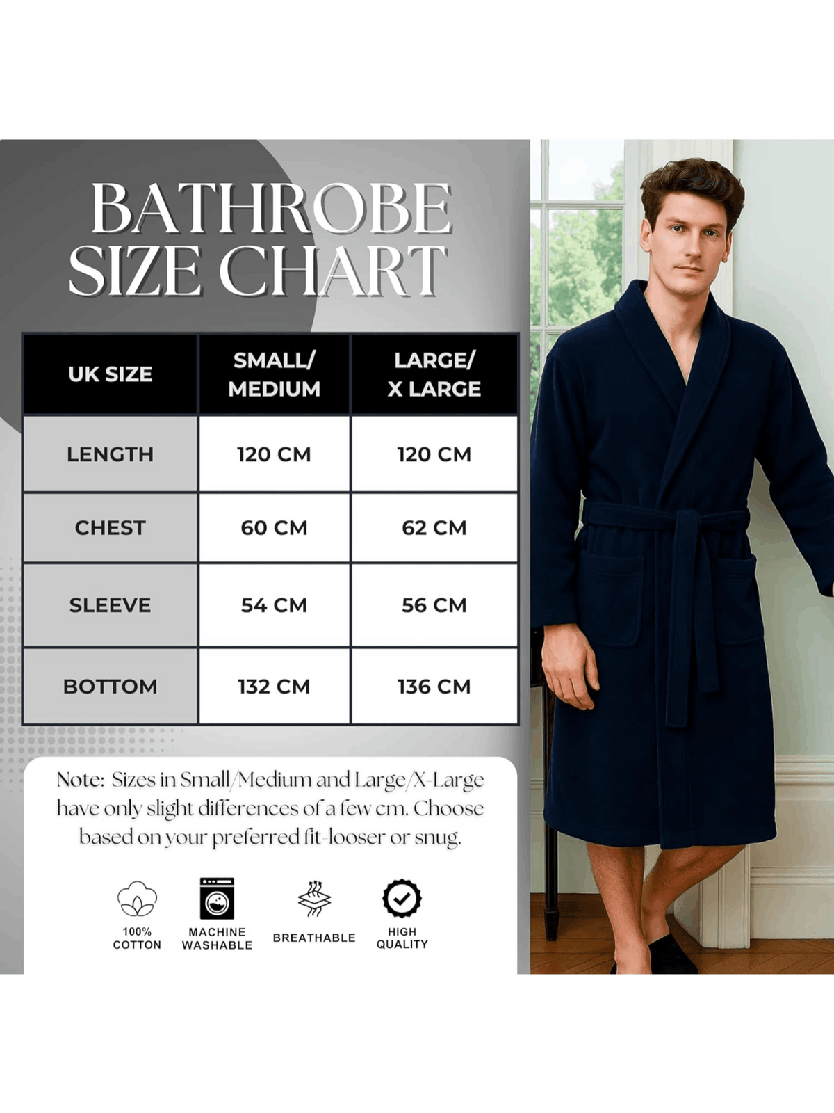 Unisex towelling bathrobe
