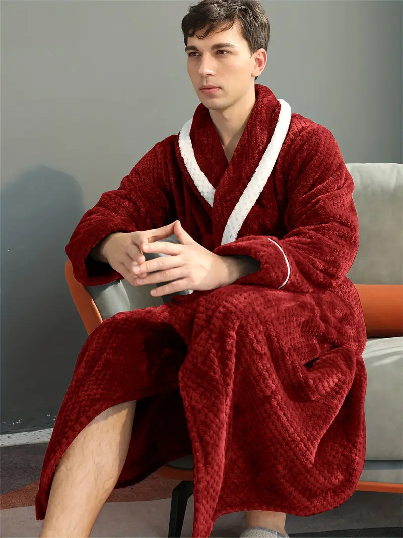 Men's thick winter towelling bathrobe